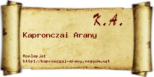 Kapronczai Arany névjegykártya